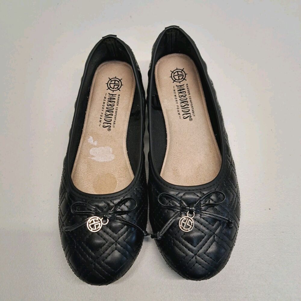Harborsides Quilted Black Flats Women's 8